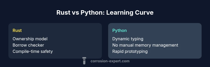 Infographic comparing Rust and Python learning curves