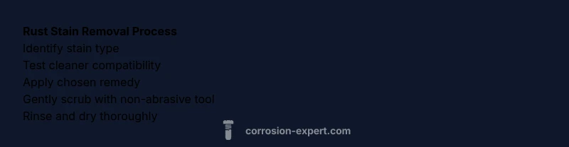 Process diagram for removing rust stains from a tub