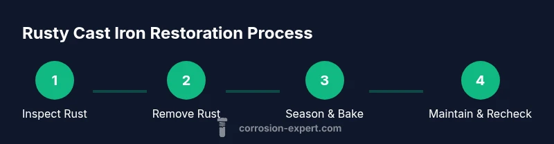 Process flow for restoring rusty cast iron cookware
