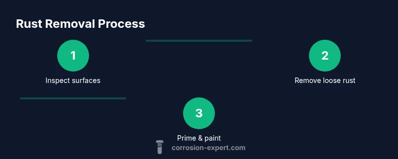 Process diagram showing rust removal steps on metal dining chairs