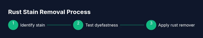 Process flow for removing rust stains from carpet