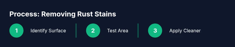 Infographic showing rust stain removal steps