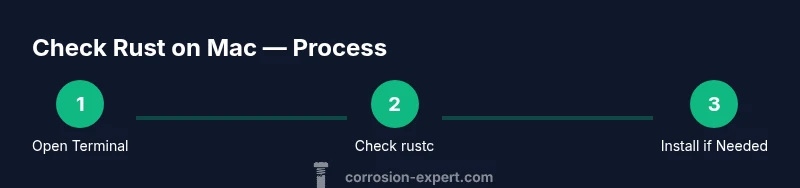 Process infographic showing steps to verify Rust on Mac