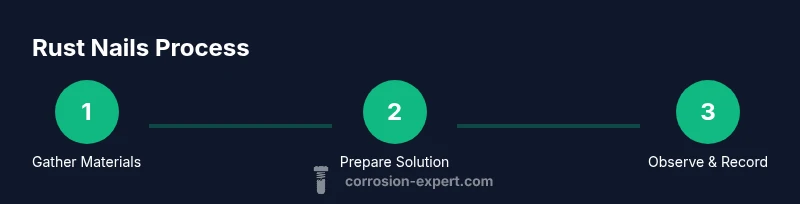 Infographic showing a 3-step rust nails process