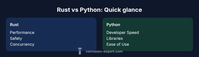 Infographic comparing Rust and Python strengths and use cases