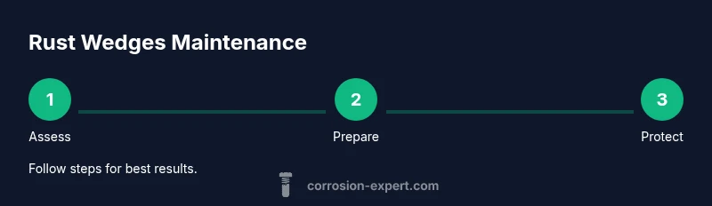 Process infographic showing rust wedges maintenance steps