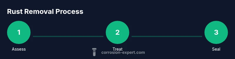 Process flow showing assess, treat, seal steps for home rust removal