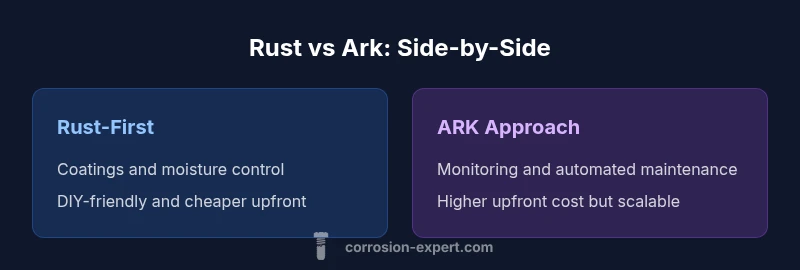 Infographic comparing Rust-First vs ARK approaches