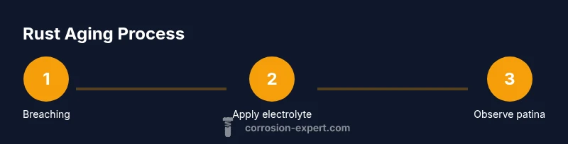 Infographic showing rust aging steps on galvanized metal