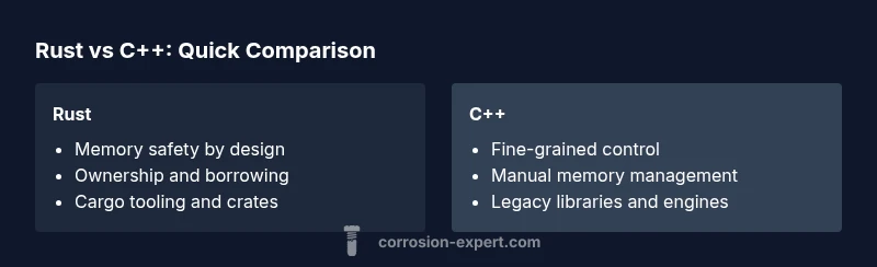 Infographic comparing Rust and C++ features