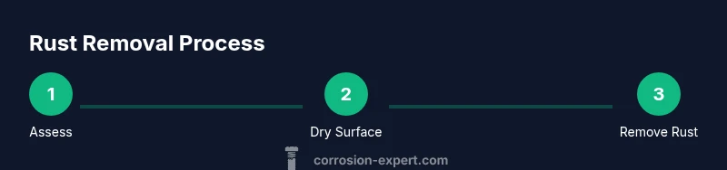 Infographic showing steps to remove rust from metal