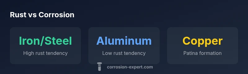 Infographic showing rust tendencies of common metals
