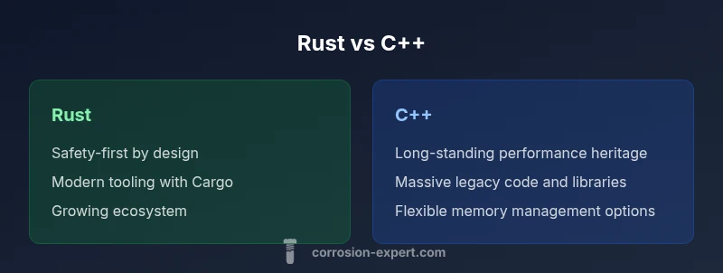 Comparison infographic of Rust and C++ features