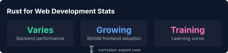 Stat infographic showing Rust web development trends