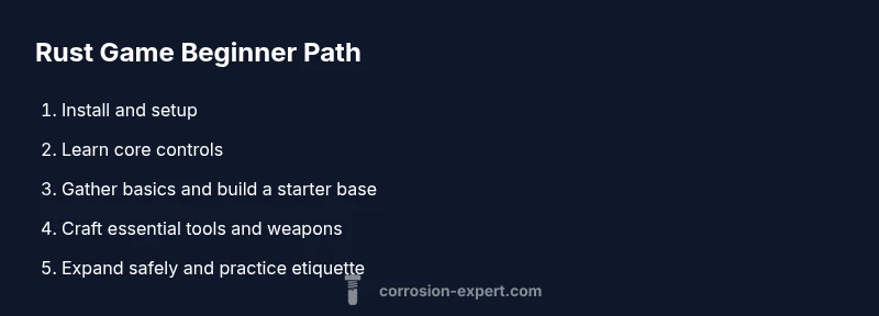 Infographic showing a beginner path for Rust game