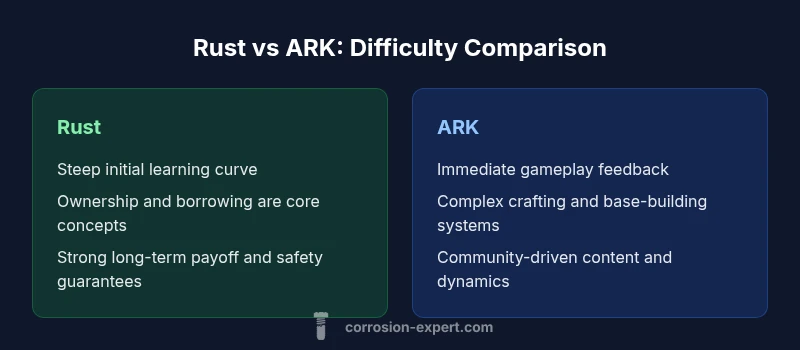 Infographic comparing Rust learning curve to ARK gameplay complexity